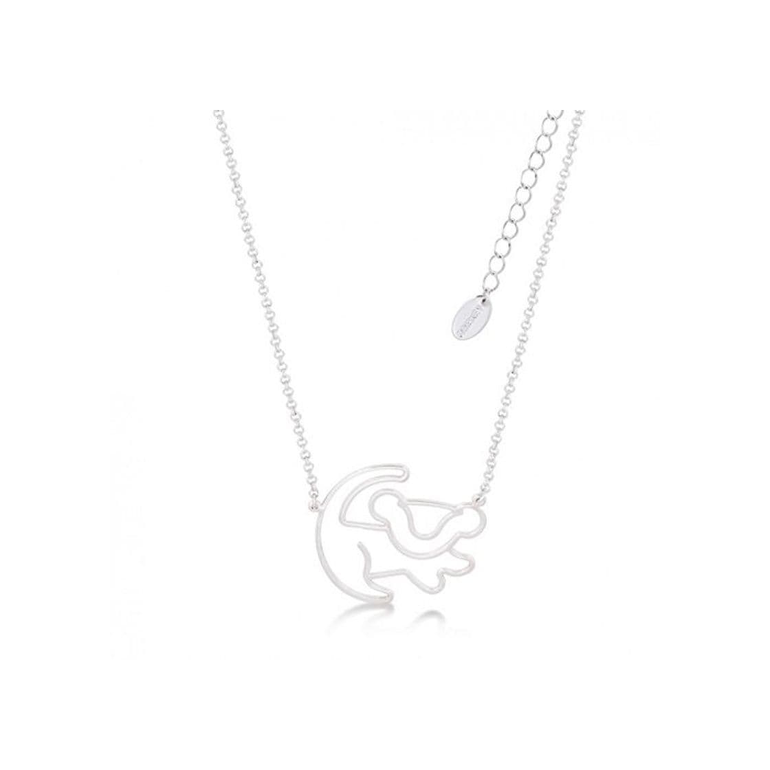 Producto Disney – Collar chapado en oro blanco con una miniatura del perfil de Simba de "El rey león"