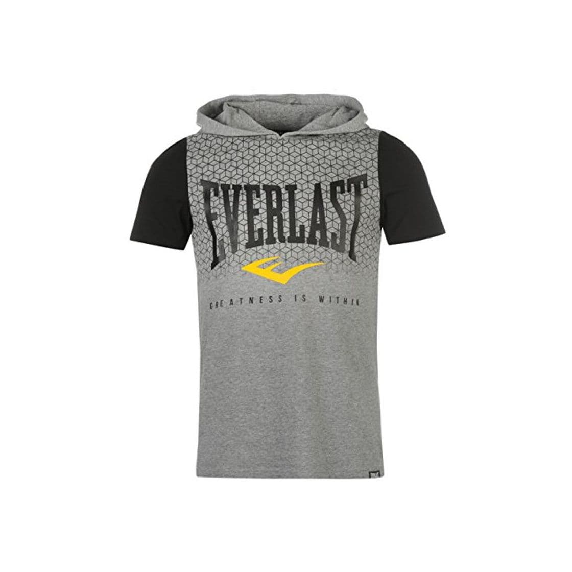 Fashion Everlast Hombre Capucha Camiseta Cuello Redondo Ropa Vestir Casual Camisa Gris Large