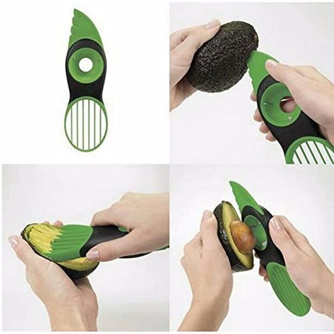 Product NUONA Good Grips Cortador de Aguacates, Pelador Aguacates Verde Rebanadora Fruta, 3