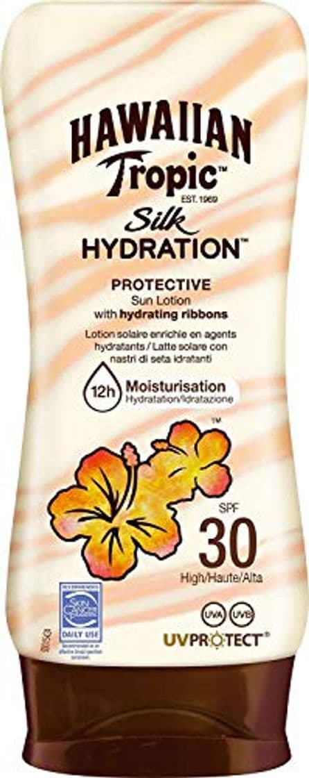 Beauty Hawaiian Tropic Silk Hydration Protective - Loción Solar Protectora con índice SPF 30 con cintas de seda hidratantes y resistente al agua, formato 180 ml