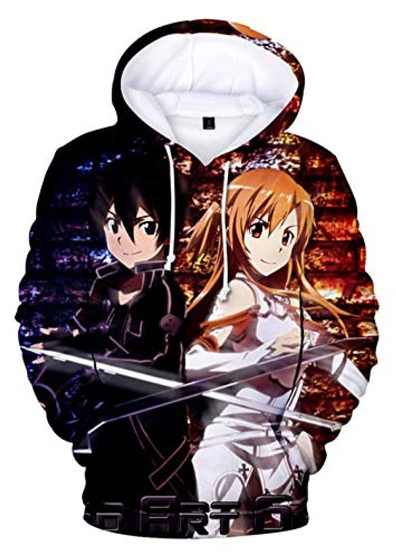 Fashion Cosstars Anime Sword Art Online Kirito Sao Hoodie Sudadera con Capucha Cosplay Disfraz 3D Impreso Pullover Suéter con Bolsillos Cordón 1 XXS