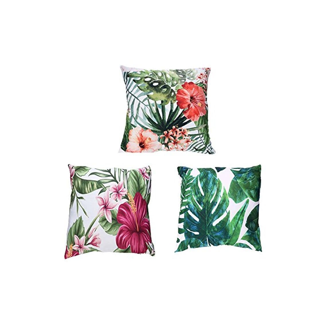 Producto Fossrn 3PC/Conjunto Fundas Cojines 45x45 Tropical Flor Hojas Funda de Cojines para