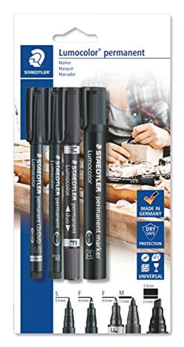 Product Staedtler Lumocolor permanent 60 BK Juego de rotuladores permanentes con diferentes puntas