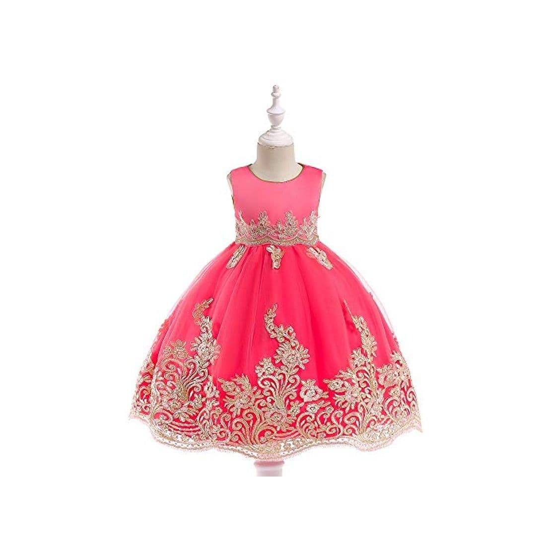 Moda YuFLangel - Vestido de Fiesta para niñas con Encaje y Flores