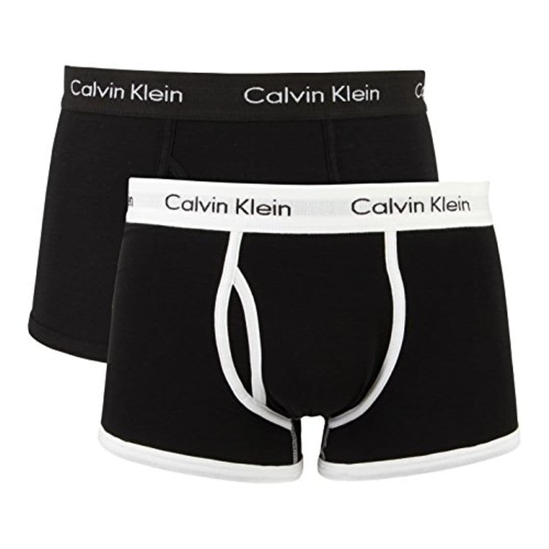 Fashion Calvin Klein - 2 calzoncillos tipo bóxer, ajuste cómodo, ropa interior blanco Black