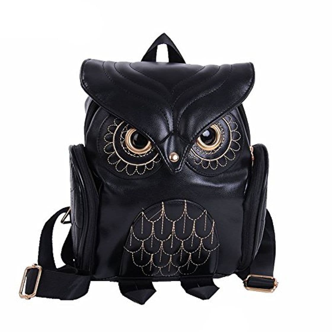 Fashion QinMMBAG Mochila linda del búho de la moda Bolsos mochila escolares de dibujos animados para mujeres niñas adolescentes negro 28cm*24cm*8cm