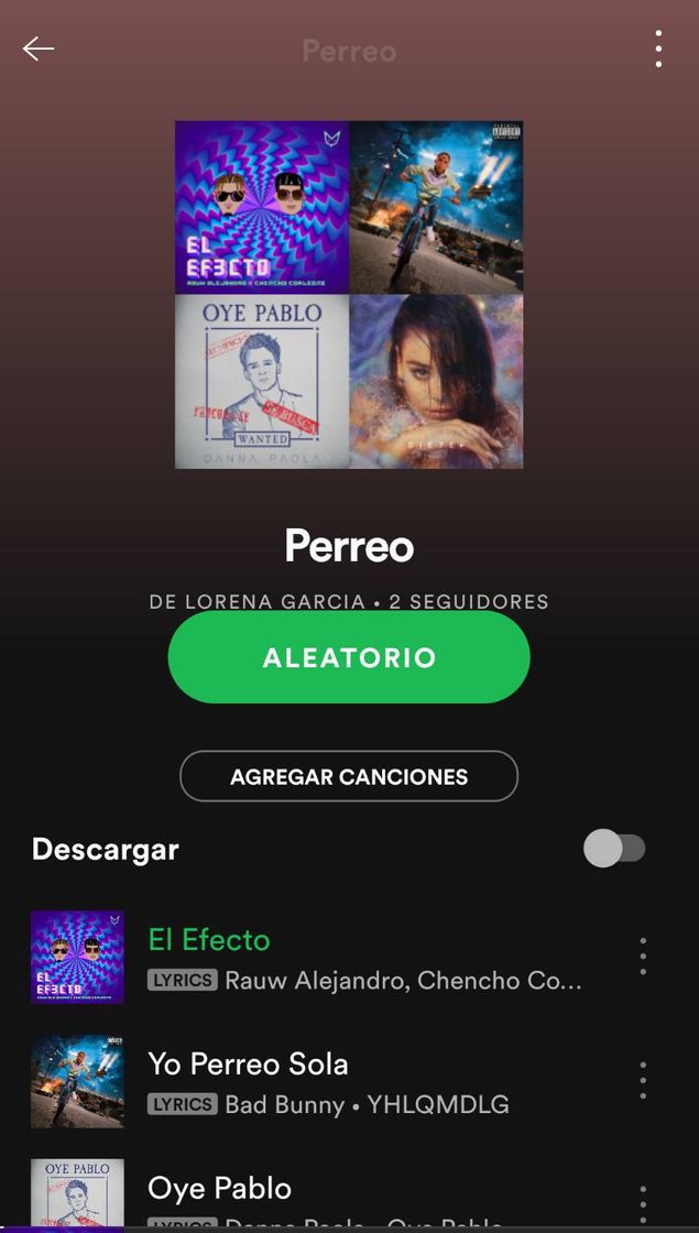 Canción Playlist de Spotify