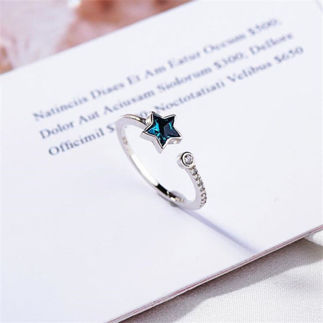 Fashion Anillo Plata estrella esmeralda