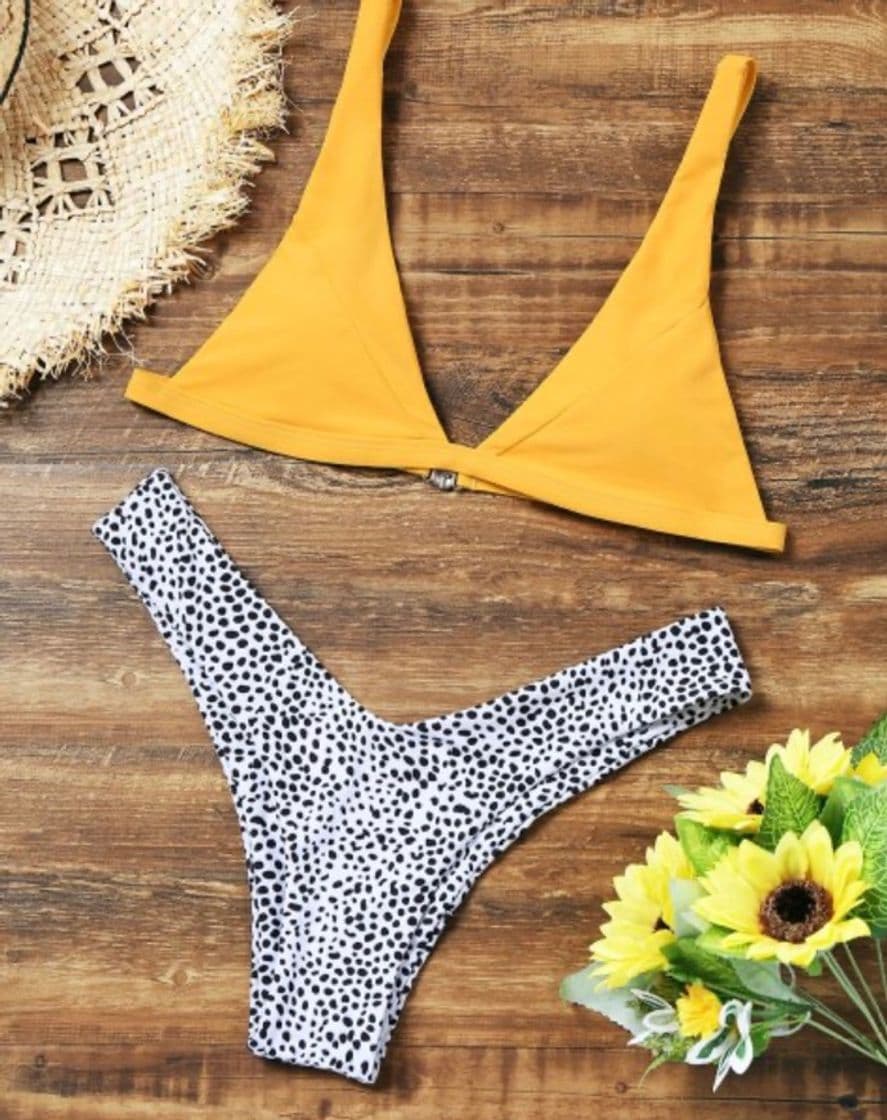 Fashion Conjunto de baño Amarillo Alto Leopardo