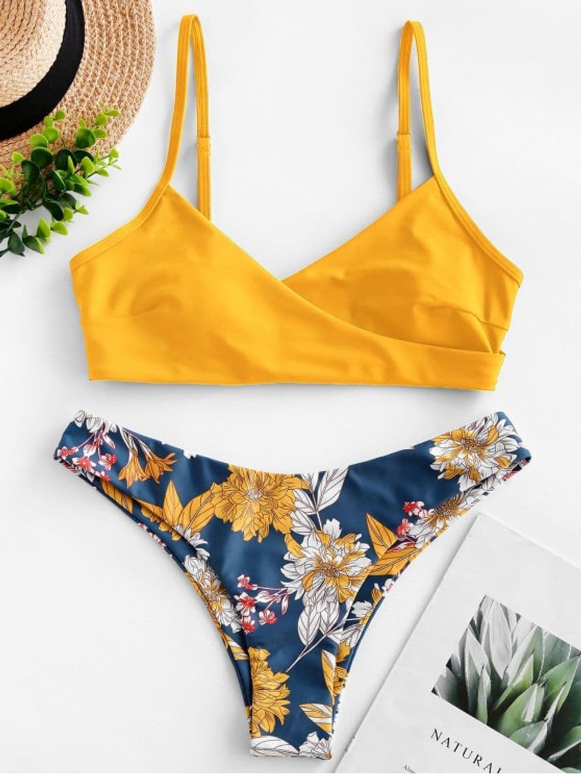 Fashion ZAFUL Bikini Acolchado Sobrepelliz De Flores