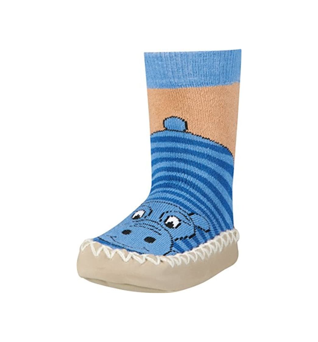 Fashion Playshoes Zapatillas con suela antideslizante Hippopotamus Pantuflas, Opaco, no transparente, Azul Blau