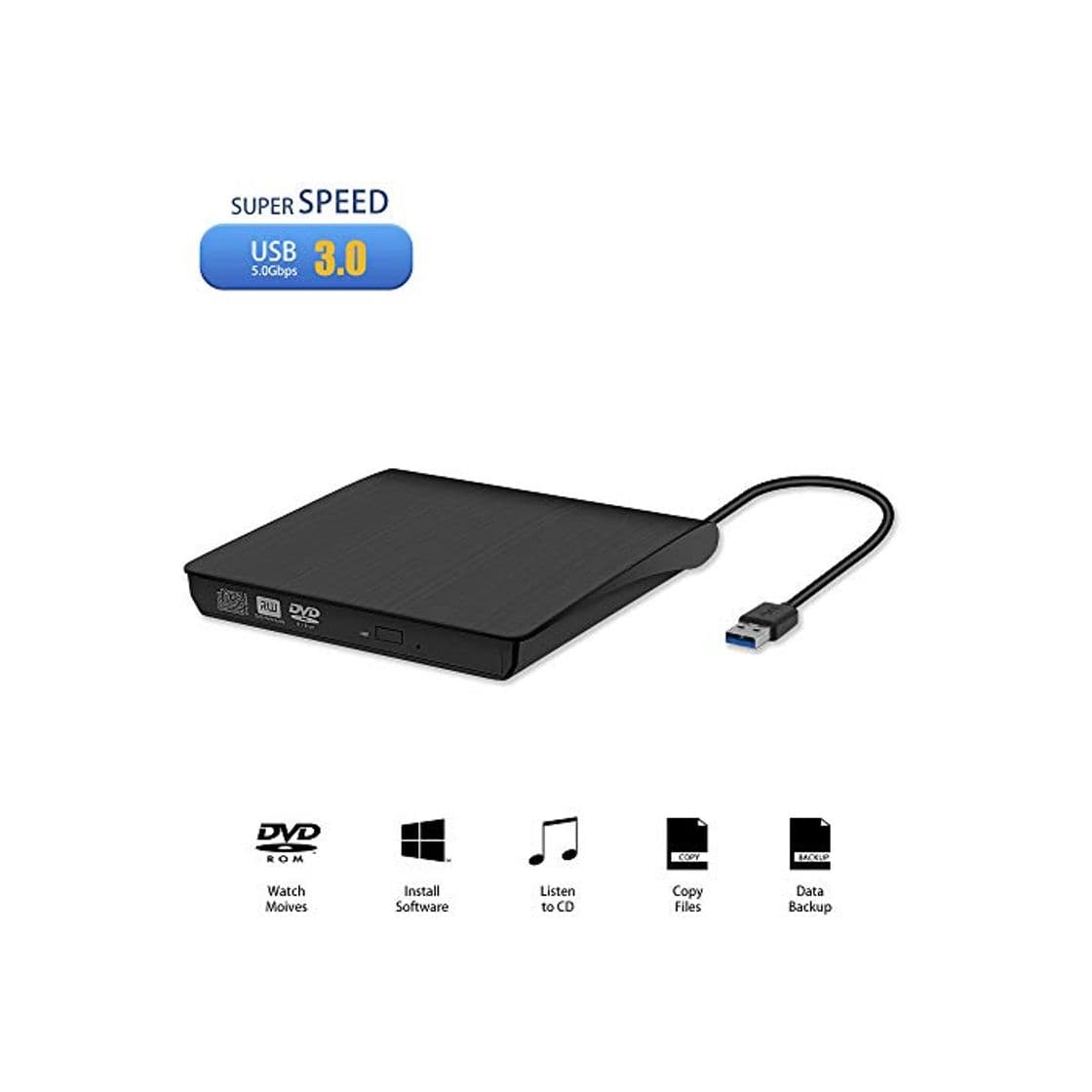 Producto Antika Grabadora de DVD/CD Externa USB 3.0 Portátil Diseño Ultra Delgado, Lector