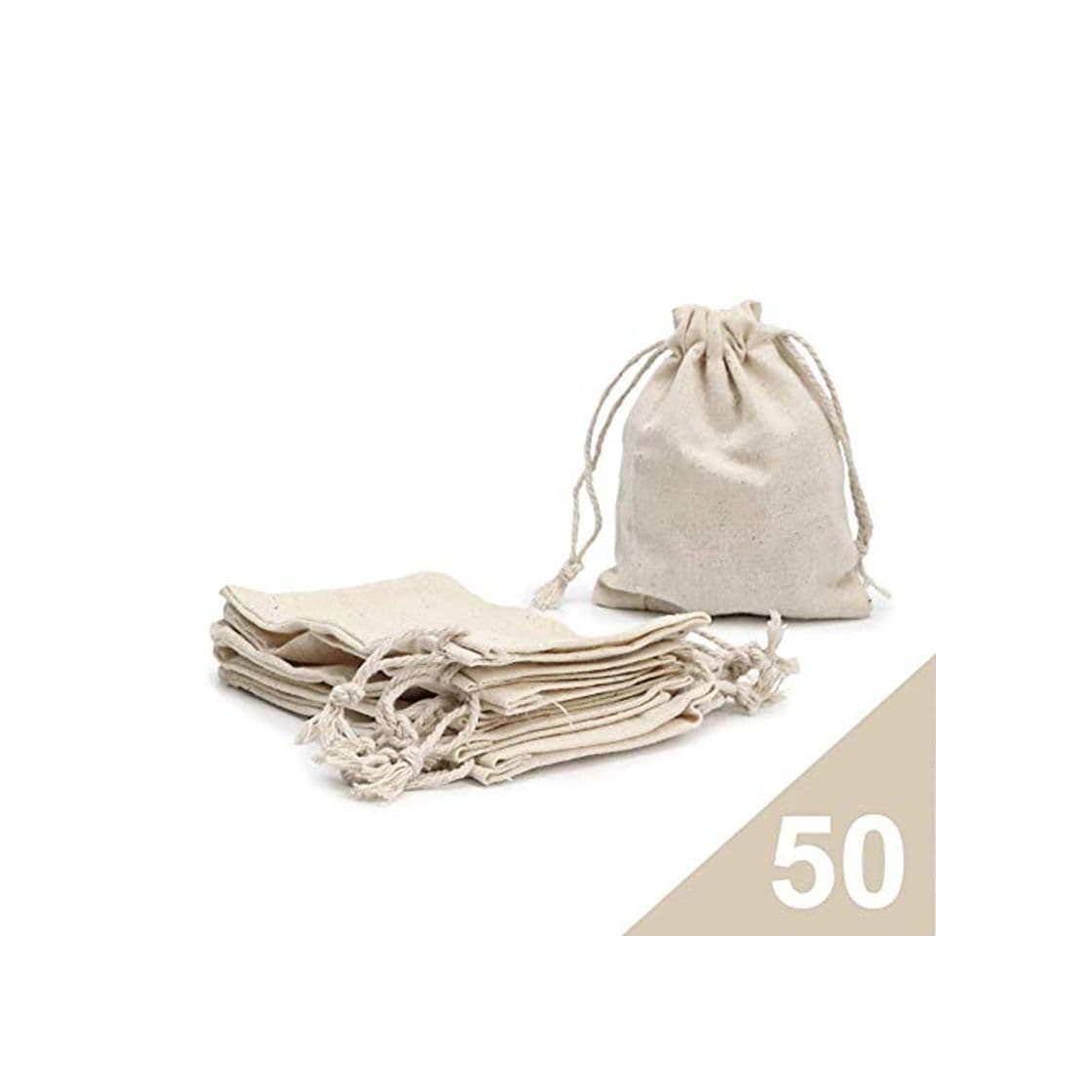 Producto RUBY - 50 Bolsas de algodón con cordón Ajustable, Bolsa de Regalo,