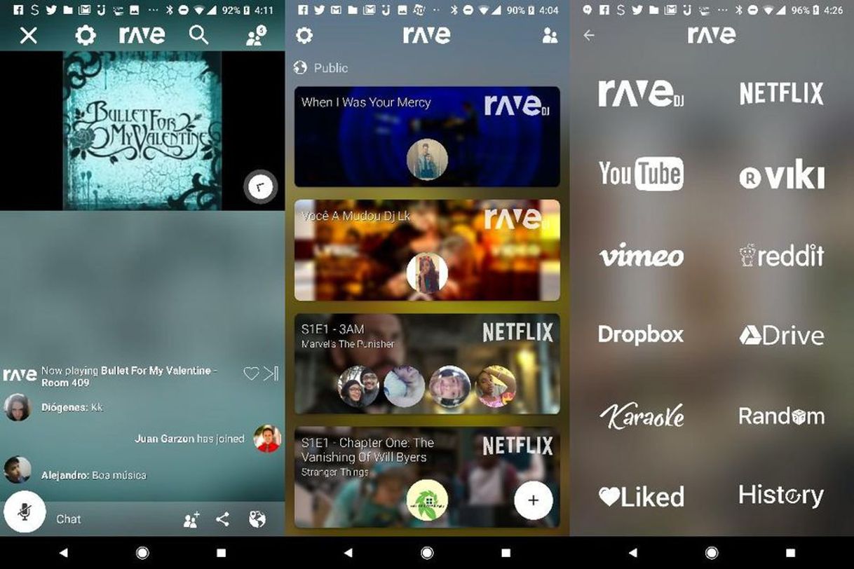 App RAVE - Videos con amigos 