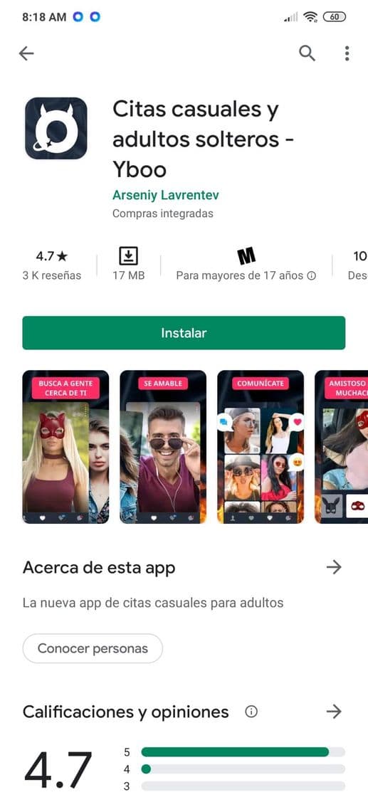 App Sexxx casual en esta app de 4.7 estrellas de 5