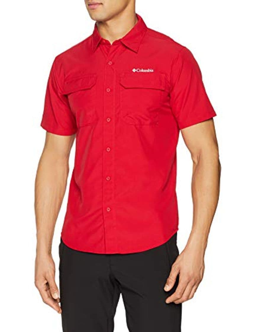 Fashion Columbia Silver Ridge II Camisa de Manga Corta, Hombre, Rojo