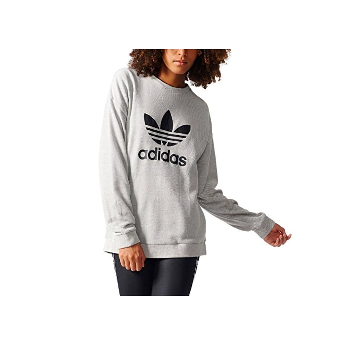 Fitness adidas Trefoil Sweater Sudadera, Mujer, Gris