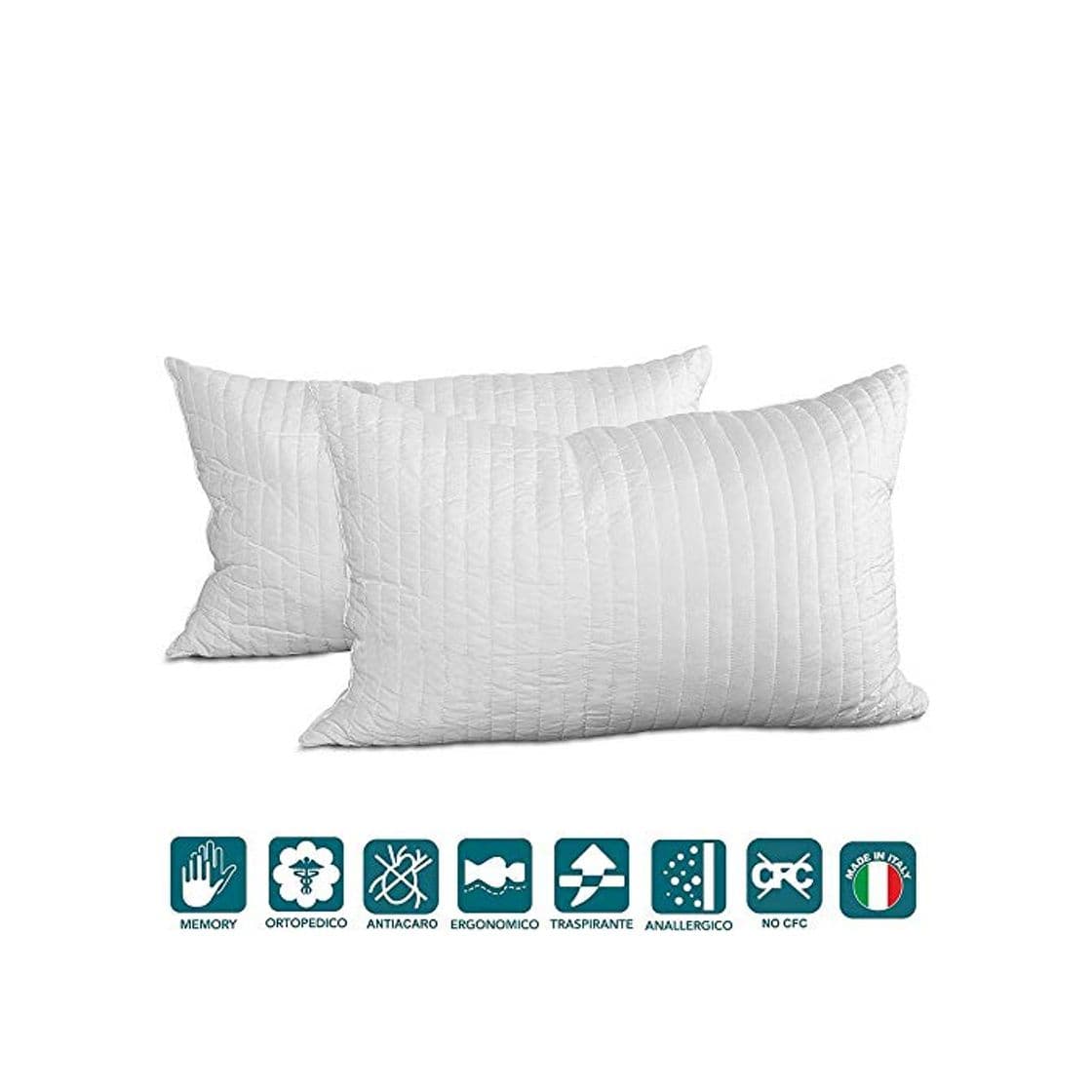 Product EvergreenWeb - Pack de 2 Almohadas 40X70 viscoelásticas de Copos Altos 15