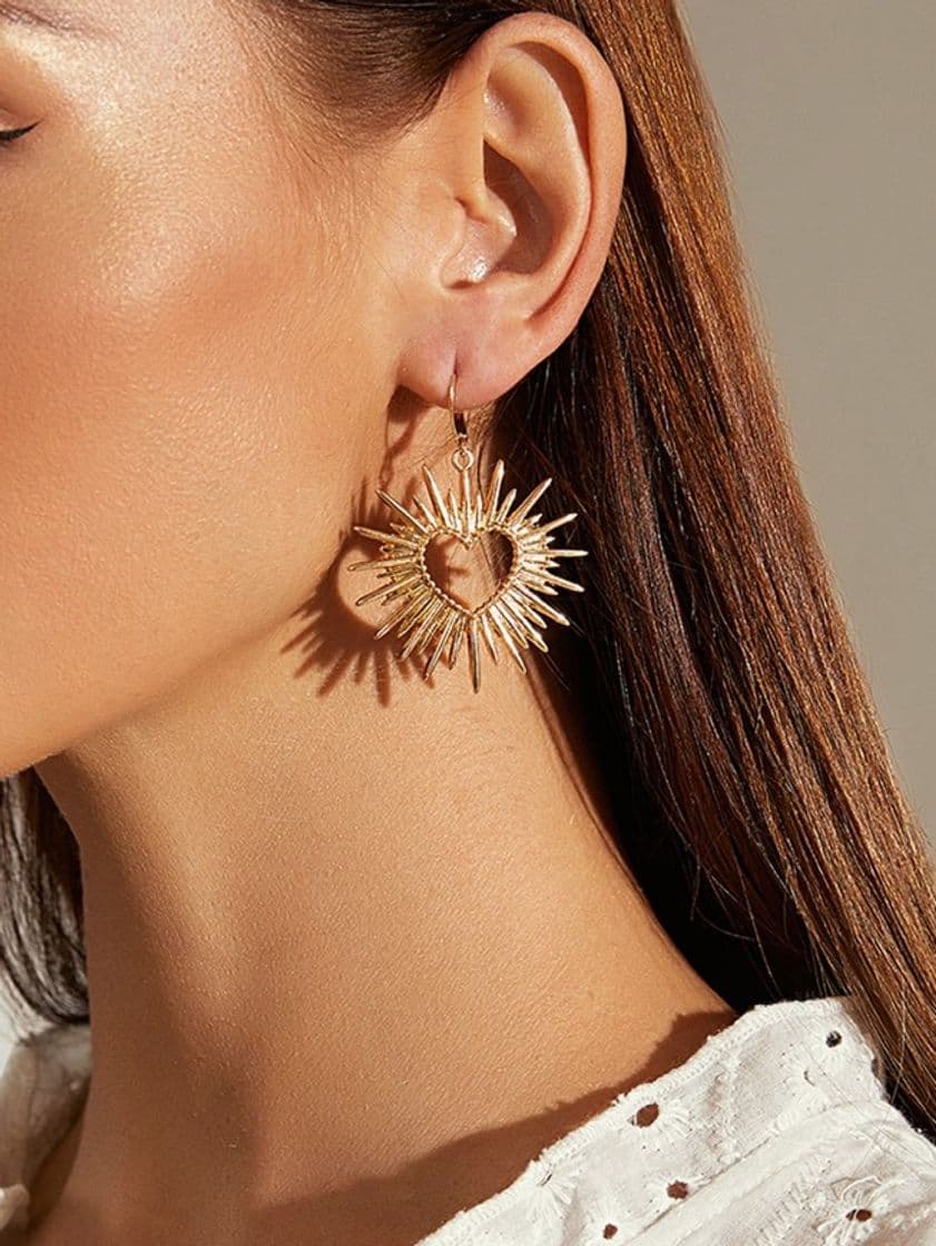 Moda 1 par pendientes largos con corazón con abertura
