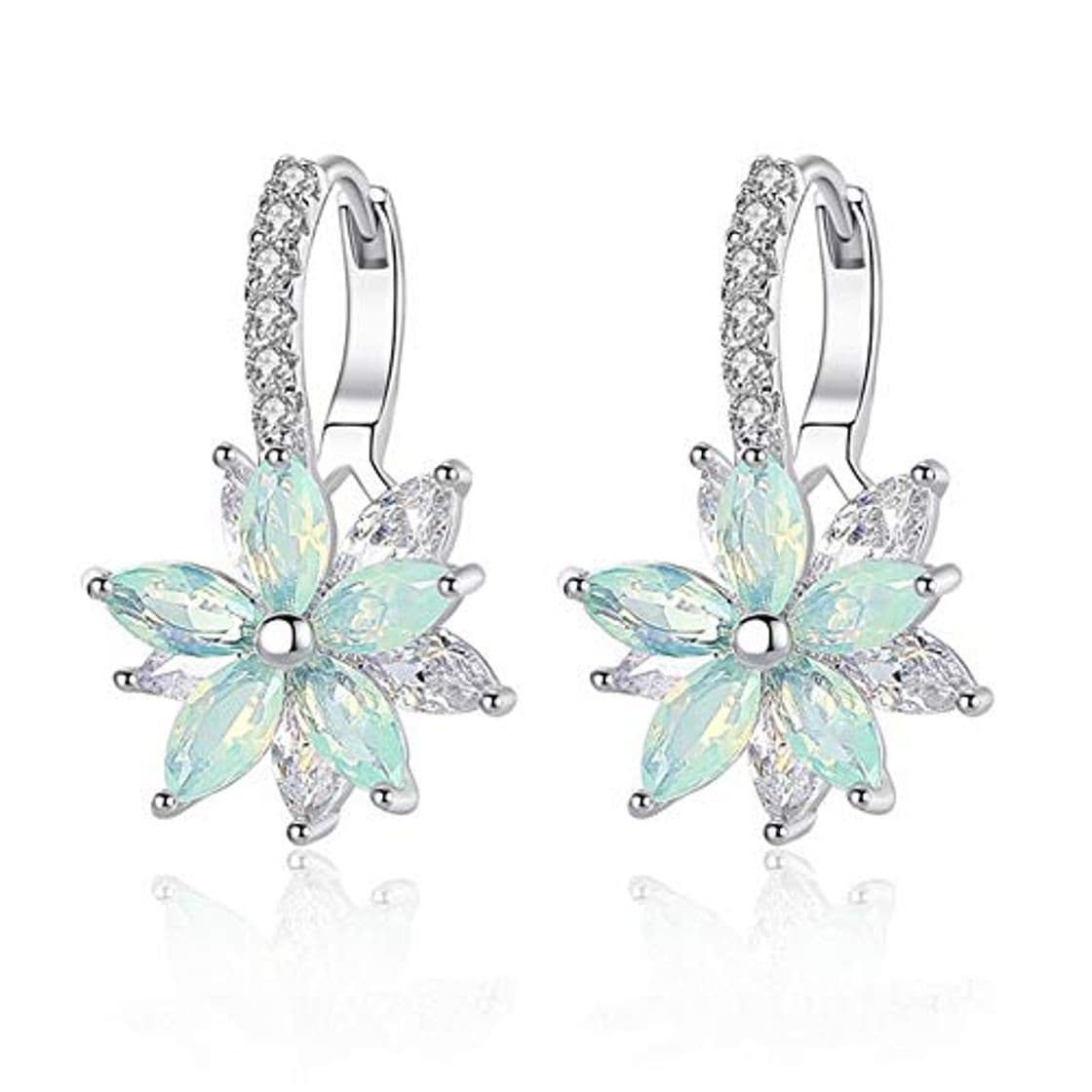 Place Pendientes mujer Pendientes plata con flor Cubic Zirconia Crystal Clip en pendientes