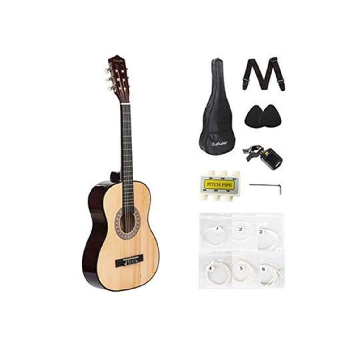 Product Dawoo Guitarra Clásica De 39 Pulgadas, Kit De Guitarra Natural Para Principiantes/Niños,