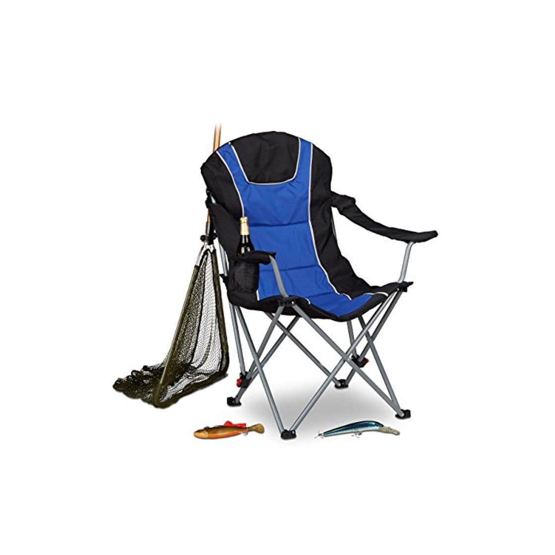 Producto Relaxdays Silla Plegable Camping con Respaldo Acolchado Ajustable