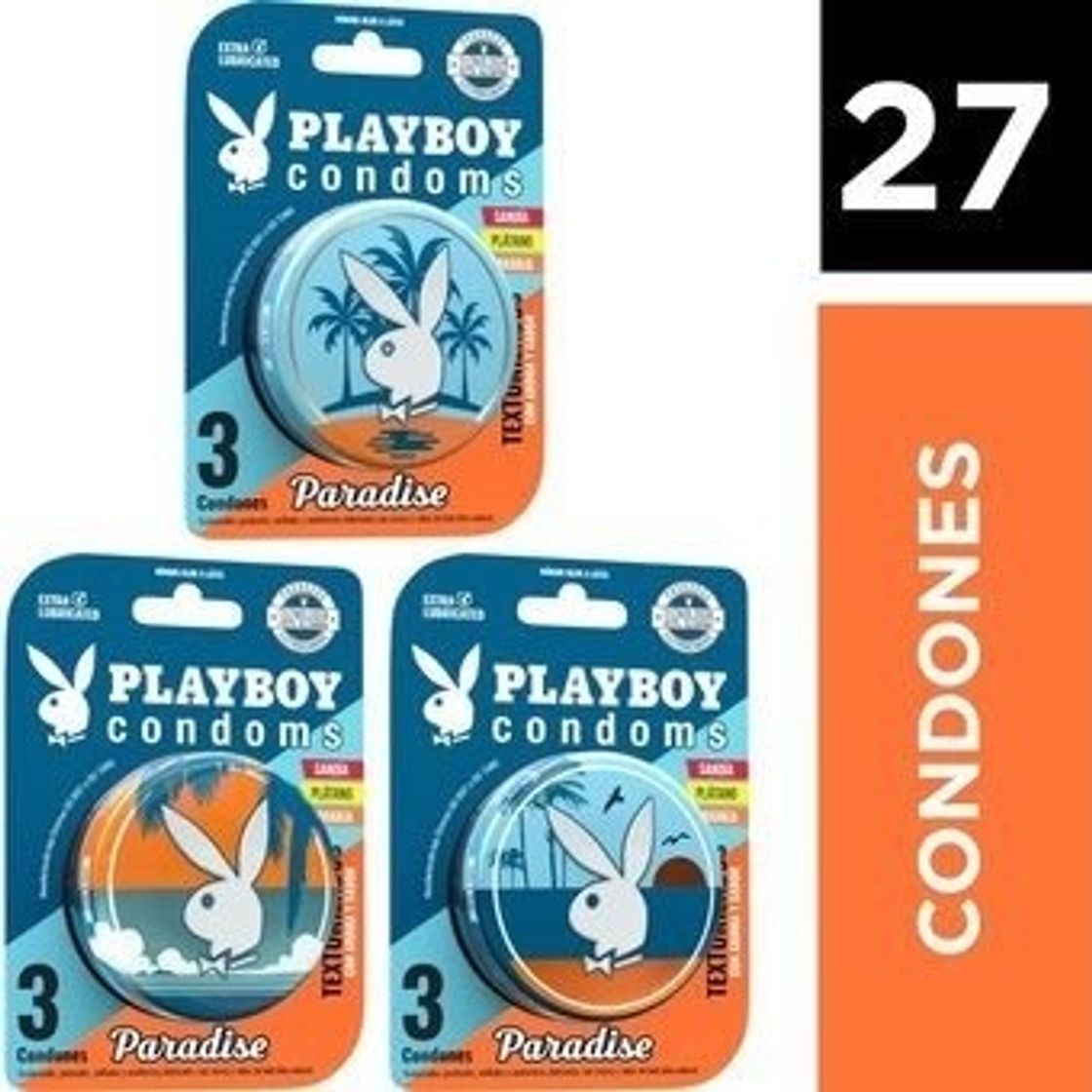 Moda 27 Condones Paradise Lubricados 9 Latas De 3 Playboy Condoms