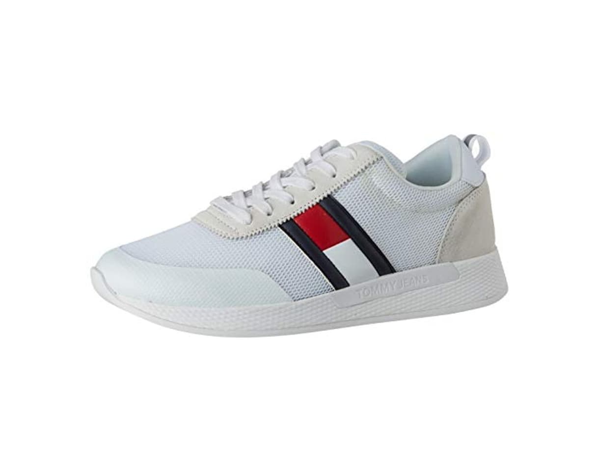 Moda Tommy Hilfiger Flexi Tommy Jeans Flag Sneaker, Zapatillas para Hombre, Blanco