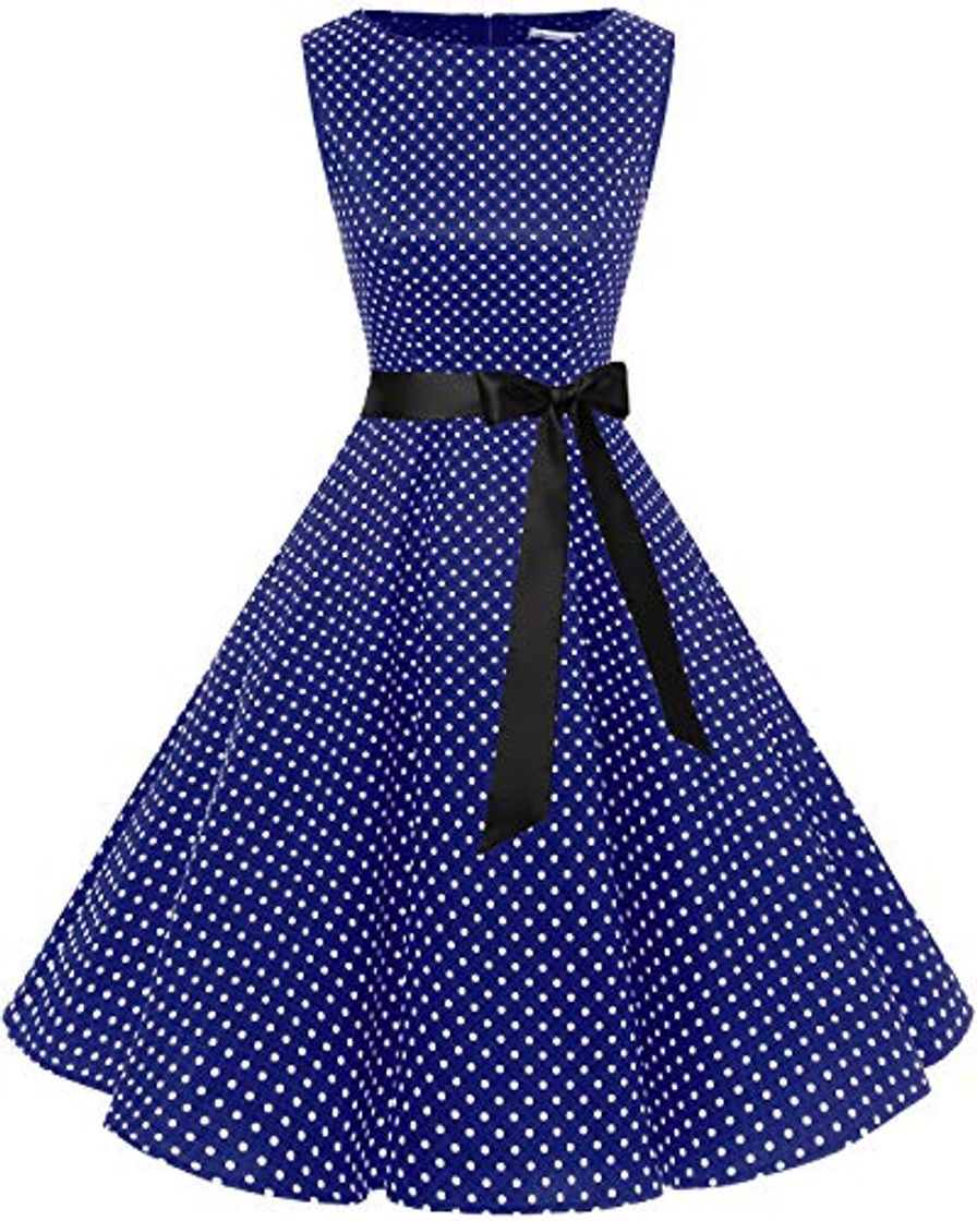 Fashion Bbonlinedress 50s Vestidos Vintage Retro Rockabilly Clásico Navy Small White Dot S