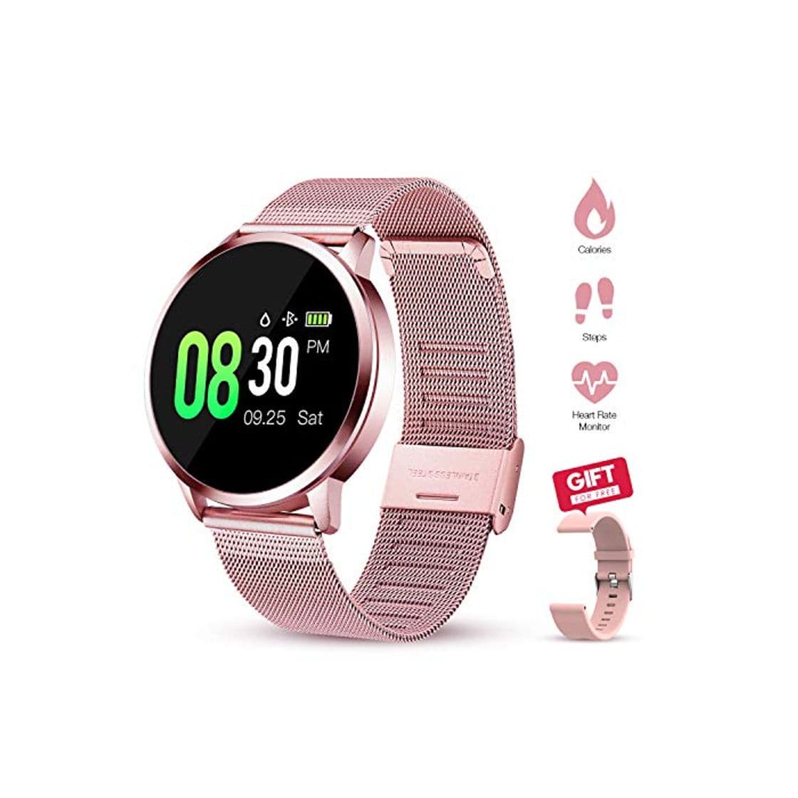 Product GOKOO Smartwatch Mujer Rosa Reloj Inteligente de Fitness a Prueba de Agua IP67 Pulsera Deportiva Inteligente con Monitor de Sueño Monitor de Frecuencia Cardíaca de Calorías del Podómetro