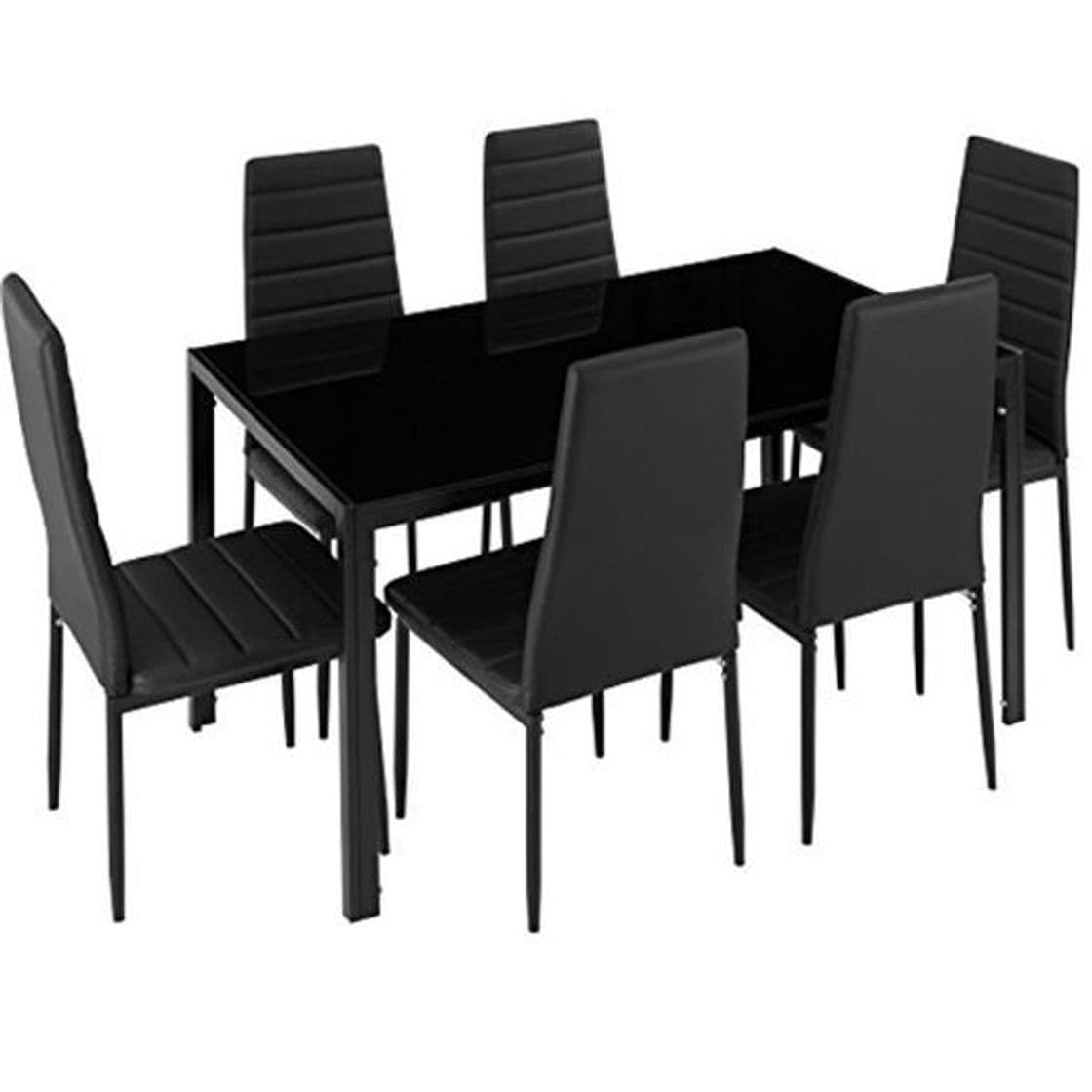 Home TecTake Conjunto de Mesa y 6 sillas de Comedor (Negro