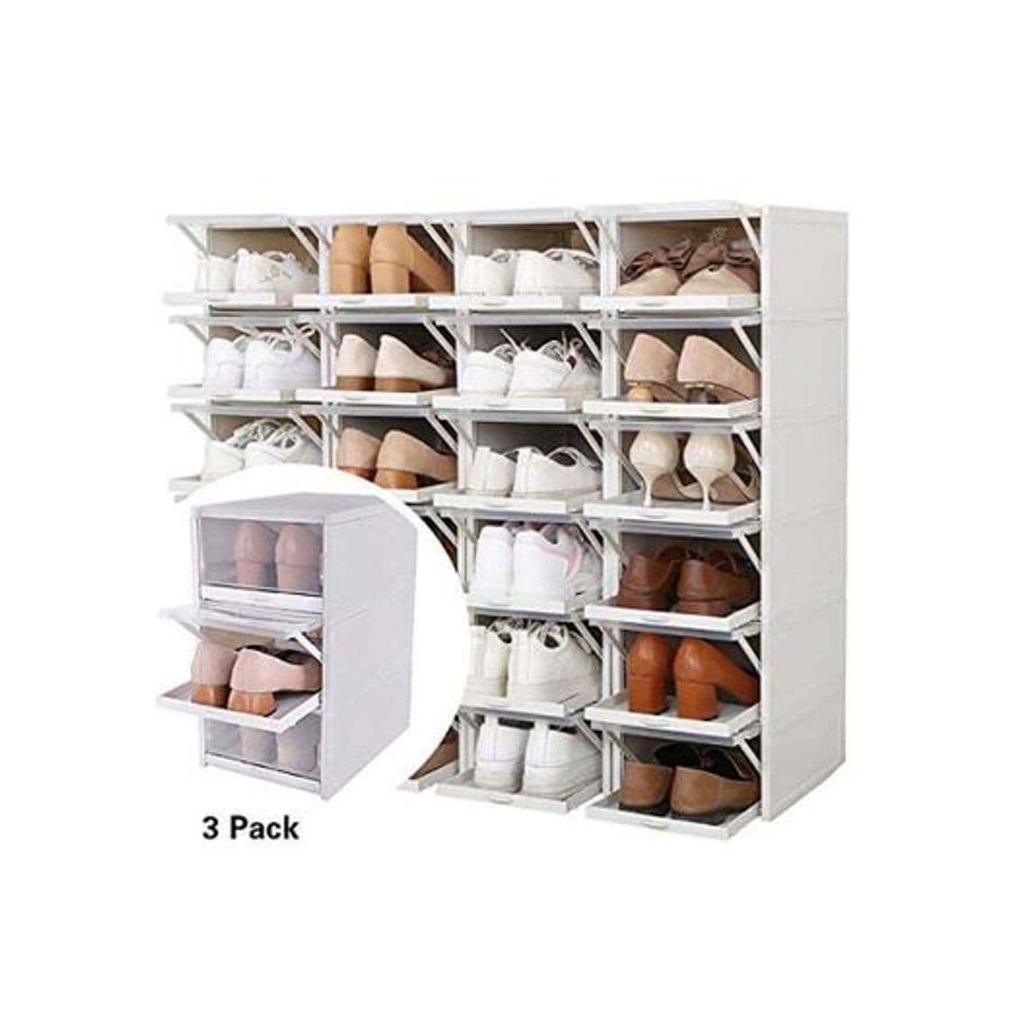 Product Baffect Organizador de Cajas de Almacenamiento de Zapatos apilables, 3 Paquetes de