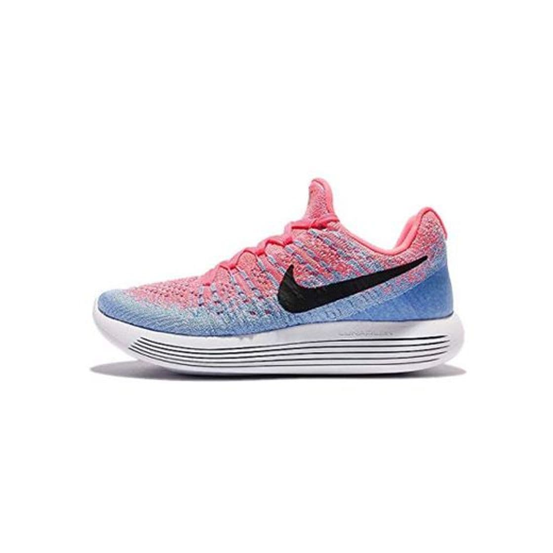 Fashion NIKE Women Lunarepic Low Flyknit 2 Running hot punch black-aluminum-university blue Size