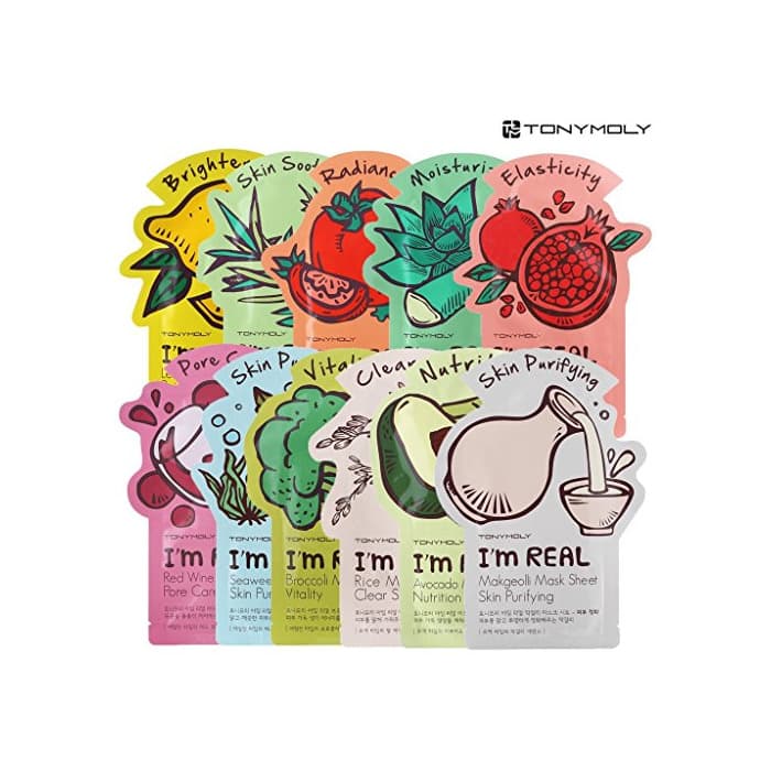 Belleza Tony Moly Máscaras de hoja real 3 paquetes de 11 cada una