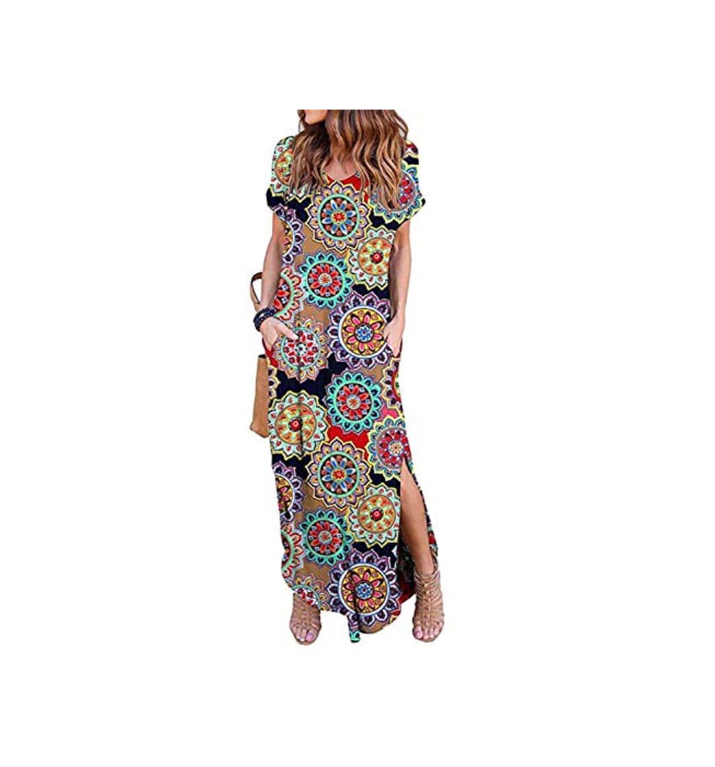 Moda Vestidos Mujer Casual Playa Largos Verano Floral Vestido Boho Hendidura Falda Larga Maxi Vestido Playeros Monofloral y L