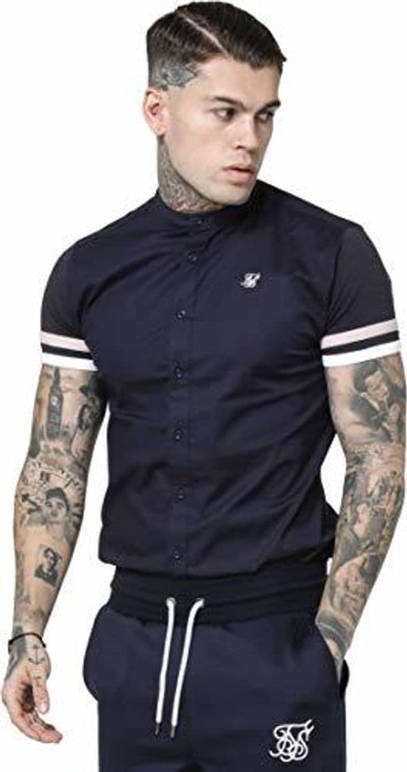 Product Camisa Siksilk Sprint Grandad Shirt Azul Marino