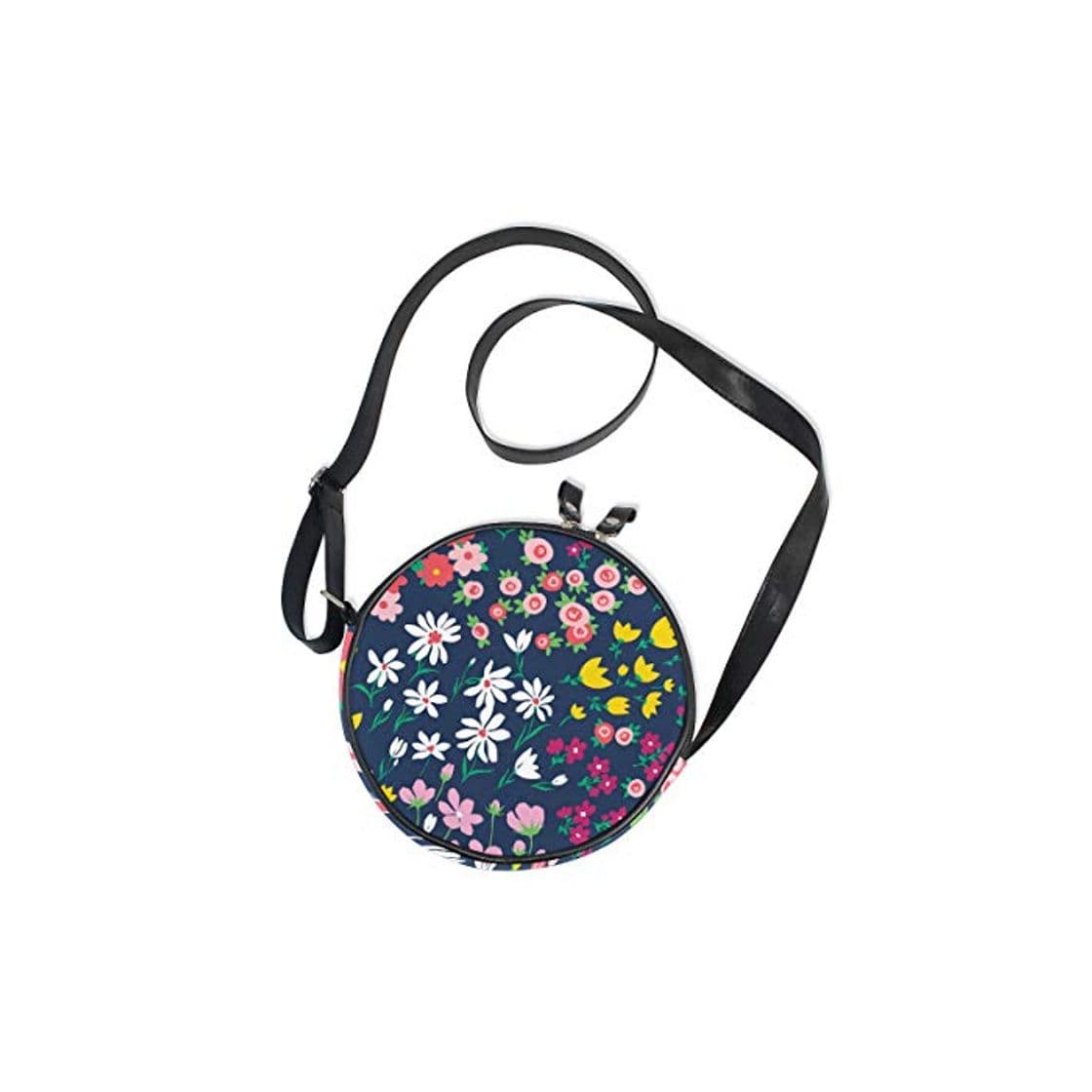 Fashion Bandolera Vintage Spring Flowers Círculo Lona Bolso de hombro redondo de playa bolso de mano