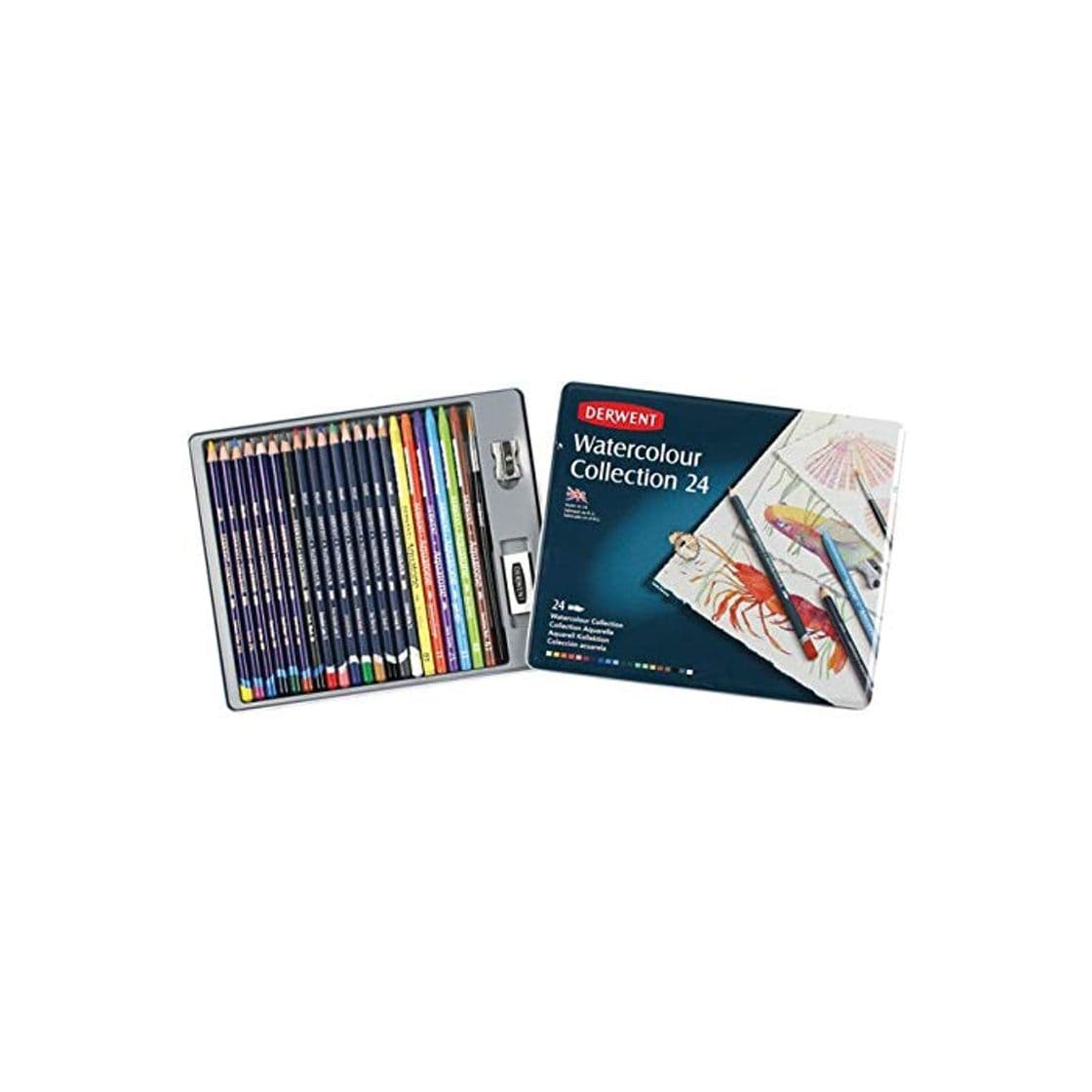 Product Derwent - Set de 24 lápices acuarelables en estuche metálico