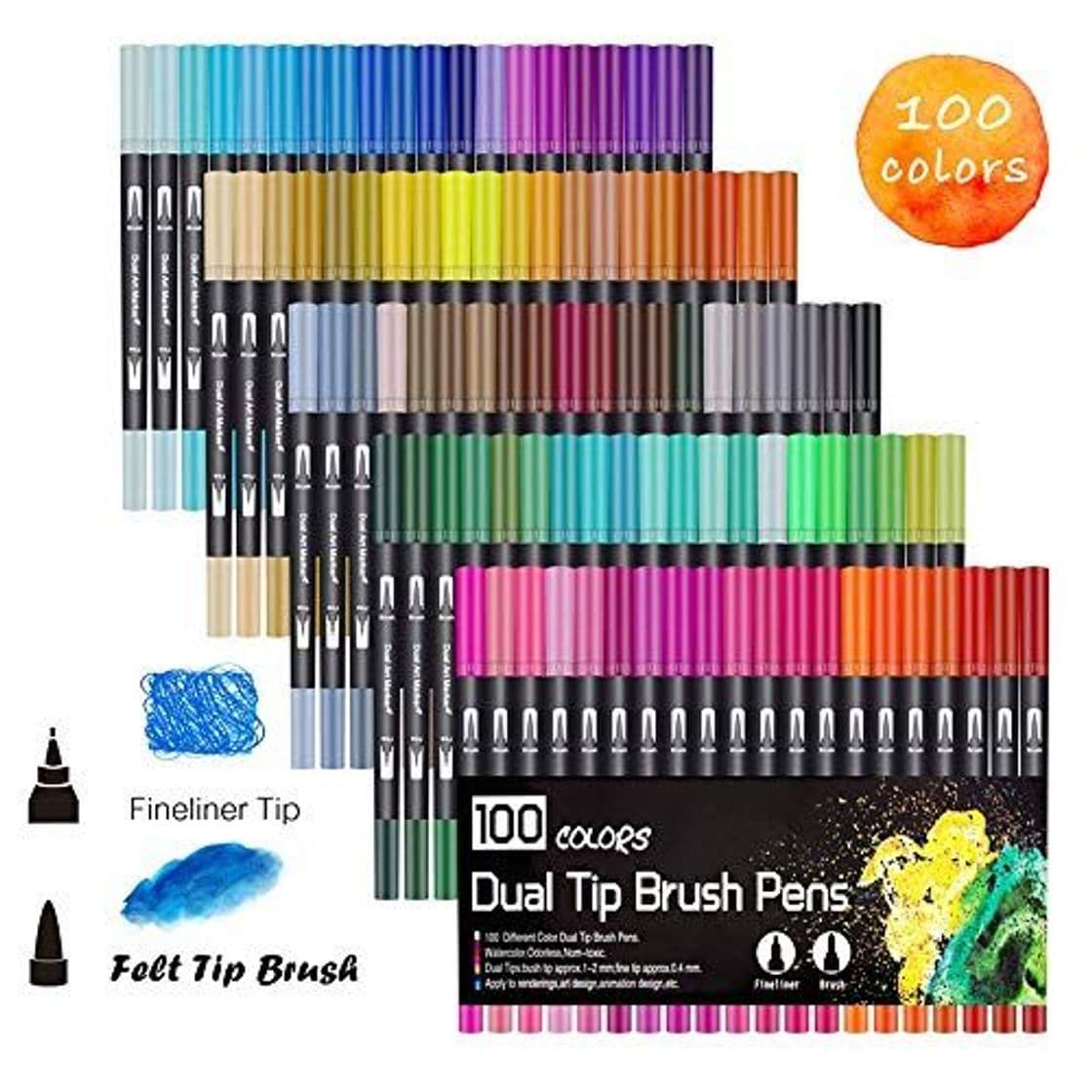 Product HOHUHU 100 Colores Con doble Rotuladores Punta Pincel