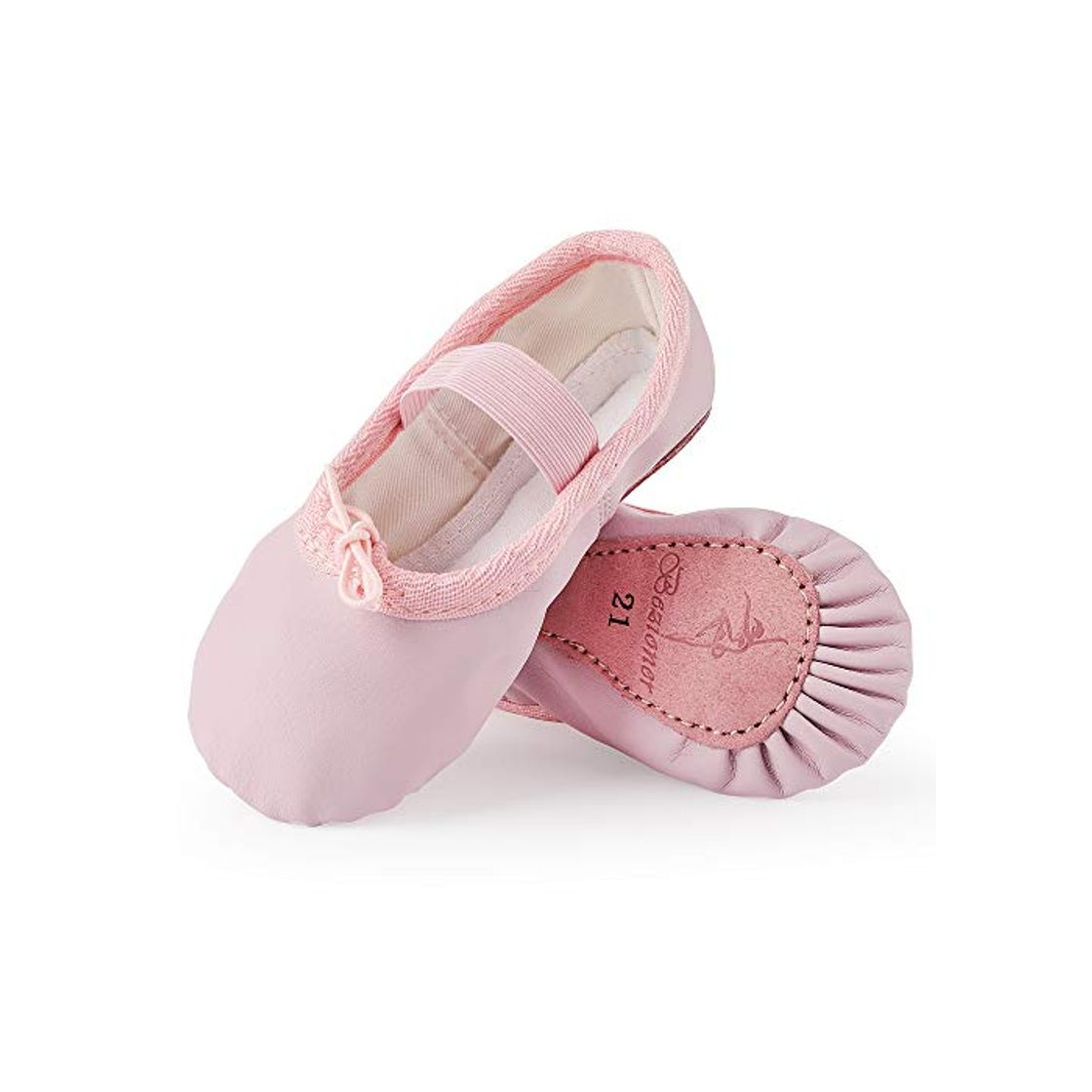 Fashion Bezioner Zapatillas de Danza Cuero Zapatos de Ballet y Gimnasia Baile para Niña y Mujer Rosa 20