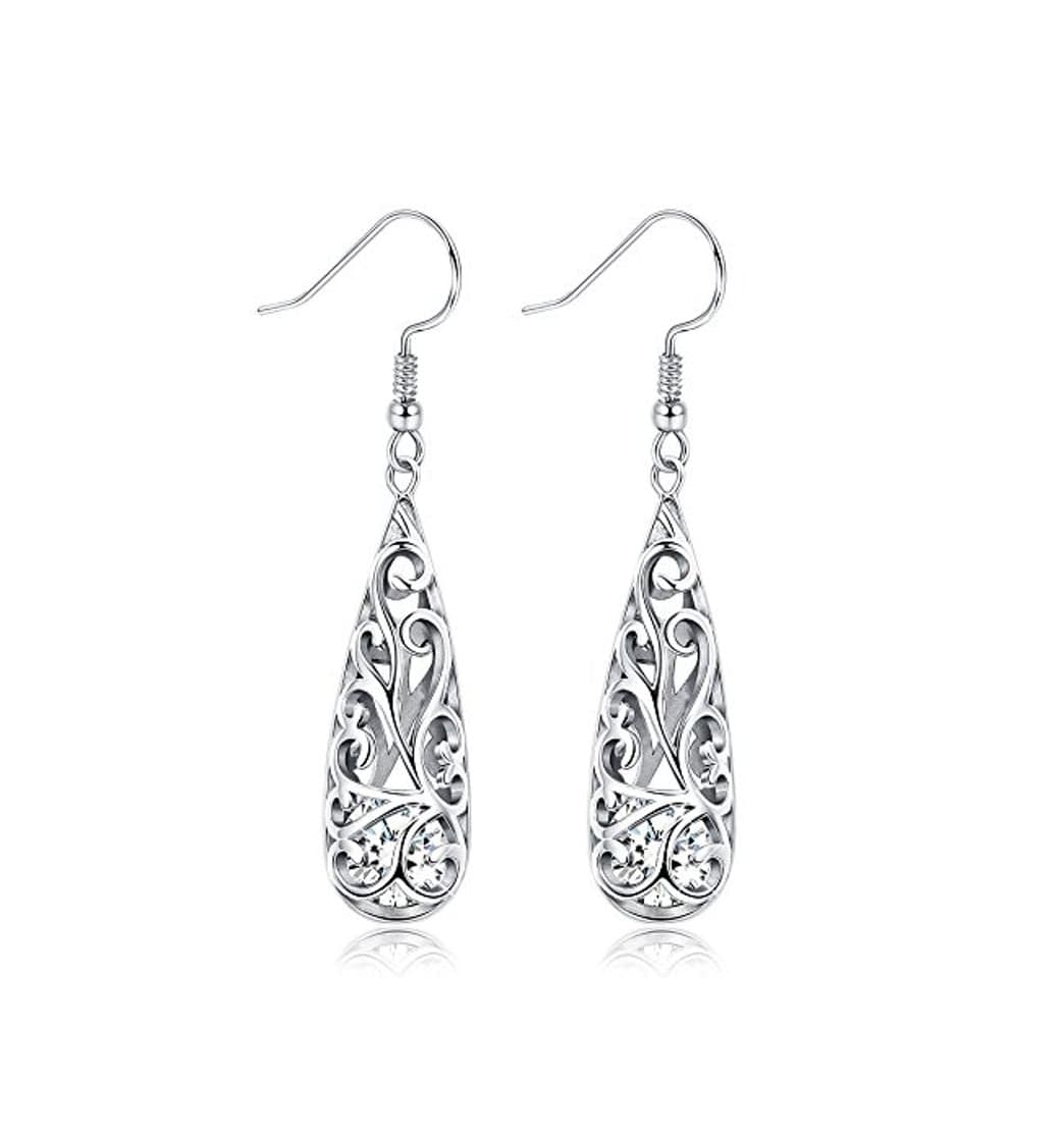 Product BESTEEL Pendientes Plata de Ley 925 para Mujer Aretes con Circonita Colgante Pendientes Largos Elegante Regalo