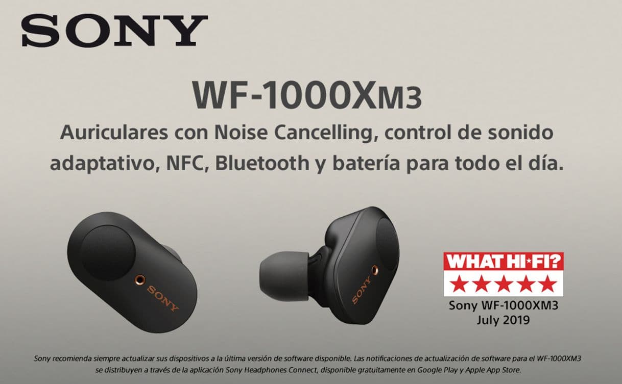 Electrónica Sony WF-1000XM3 - Auriculares True Wireless Noise Cancelling con Alexa integrada