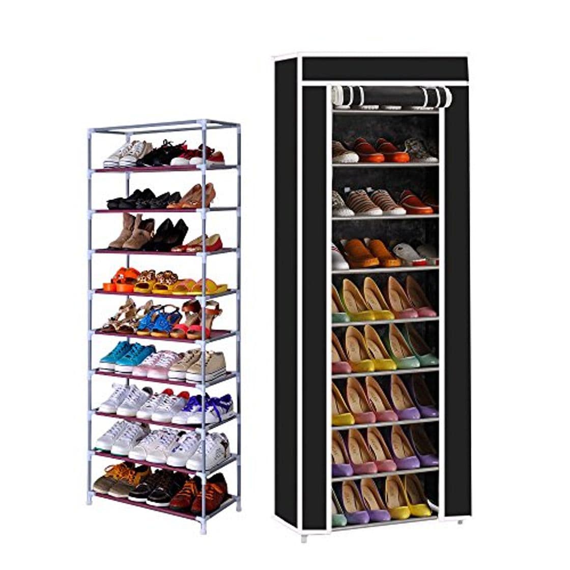 Place T-LoVendo TLV-FS-58160 Zapatero con Cubierta de Tela 10 Niveles Organizador Zapatos Estantería