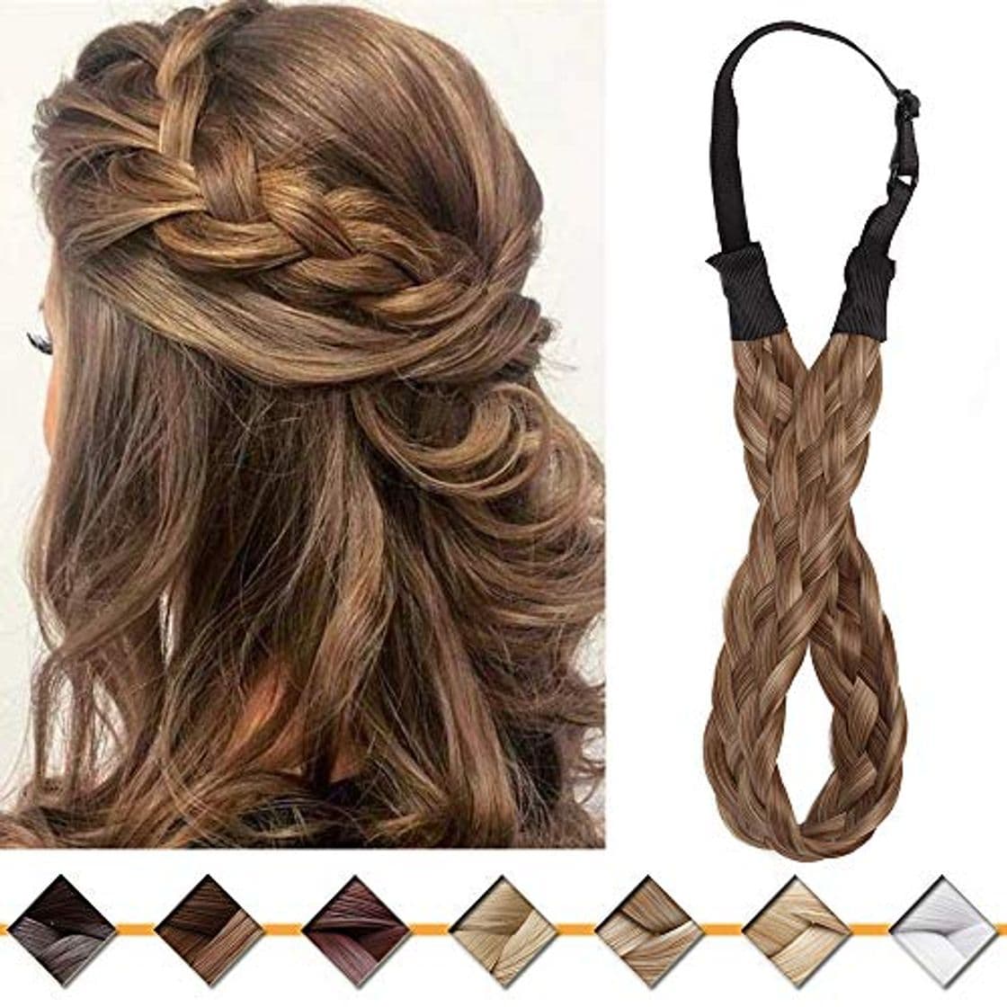 Moda 5 Strands Diadema Extensiones de Pelo Sintético Braid hair Trenzadas Elásticas Se