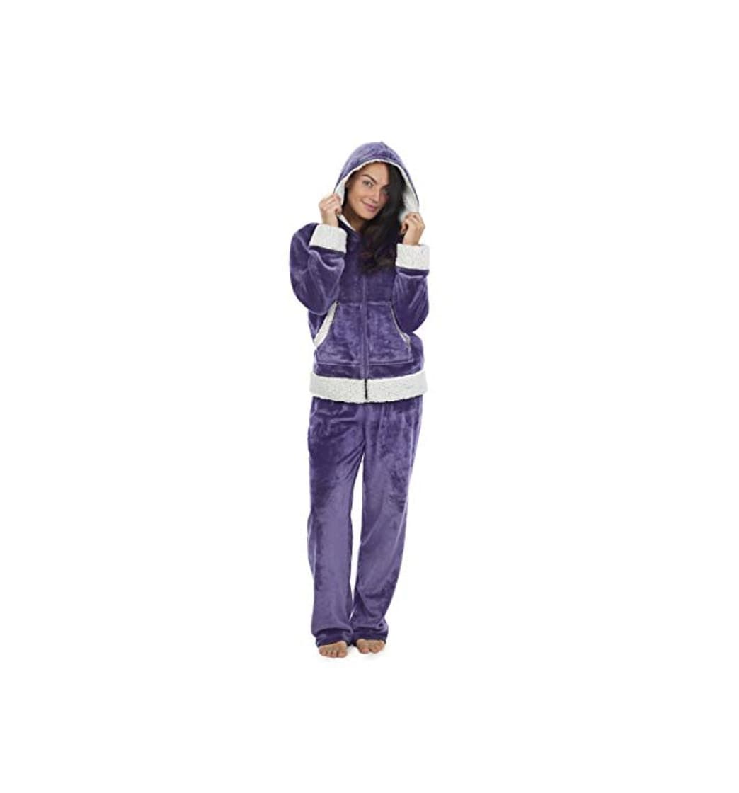 Moda CityComfort Pijama Mujer Invierno, Pijama Mujer De Polar Súper Suave con Capucha,