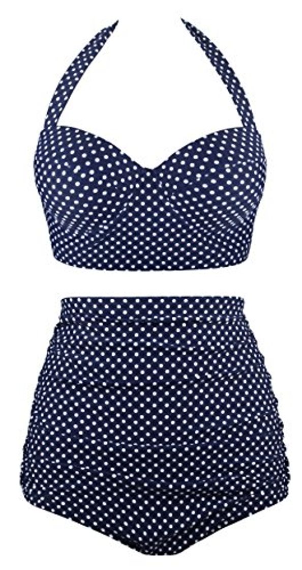 Moda Angerella Mujer Retro Polka Punto Cintura Alta Traje de baño Bikini