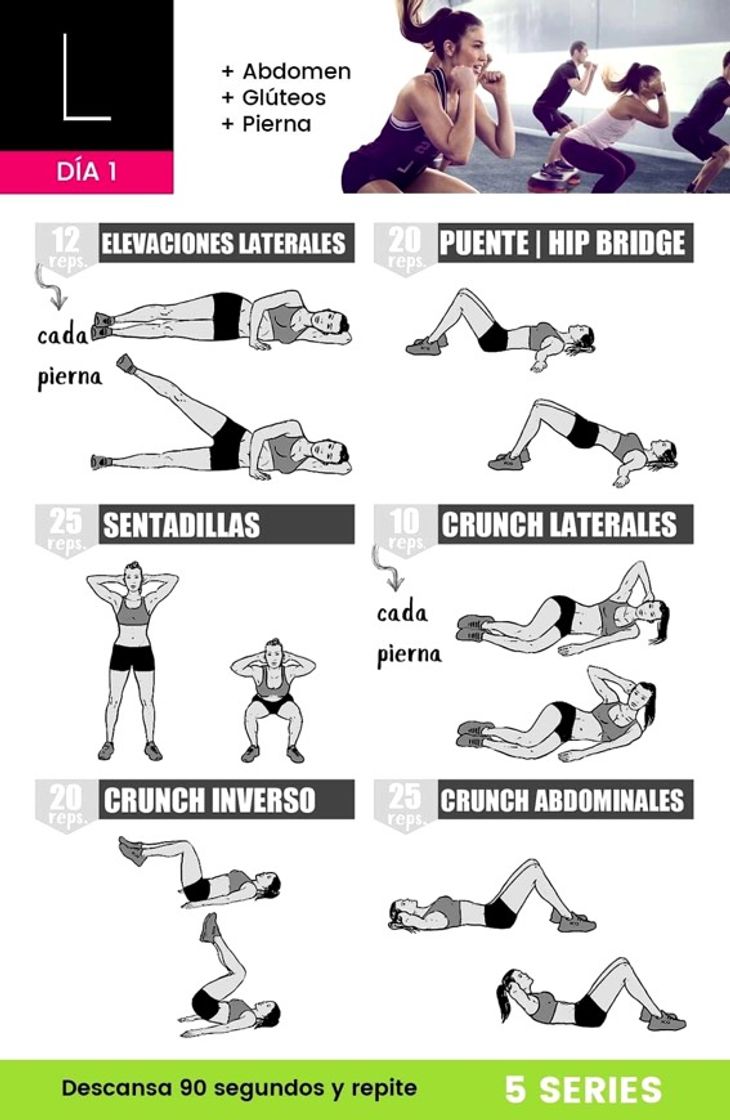 Moda Reto de 4semanas/Abdomen, glúteo, brazo y pierna🏃🏻‍♀️