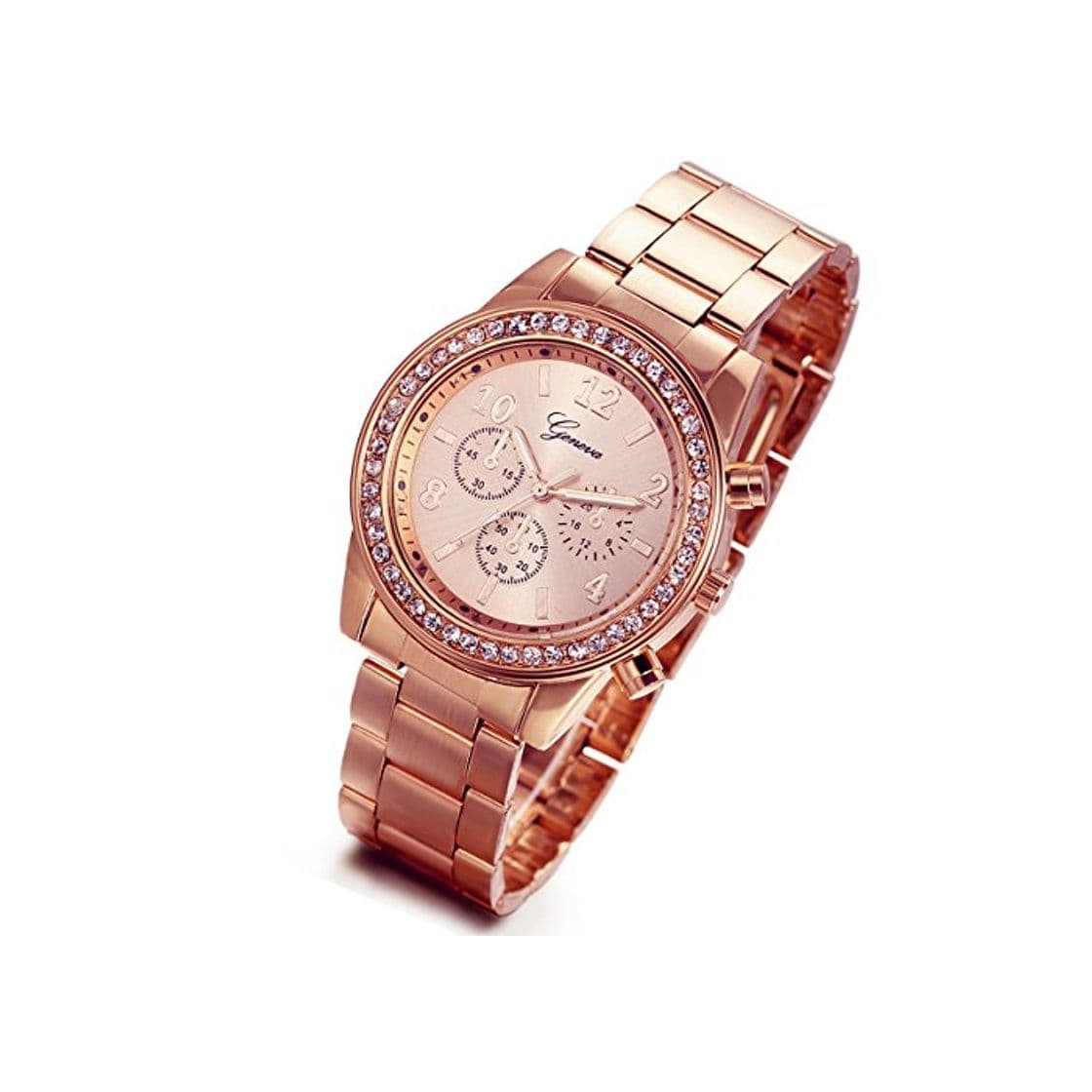 Producto Lancardo Reloj Analógico Lujoso con Bisel de Diamantes Artificiales Brillantes Pulsera Electrónico