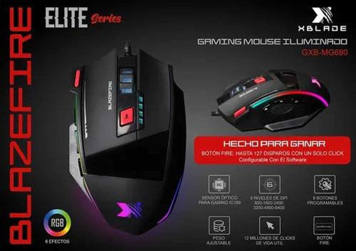 Videojuegos Mouse xblade Élite Gamer 🎮💥