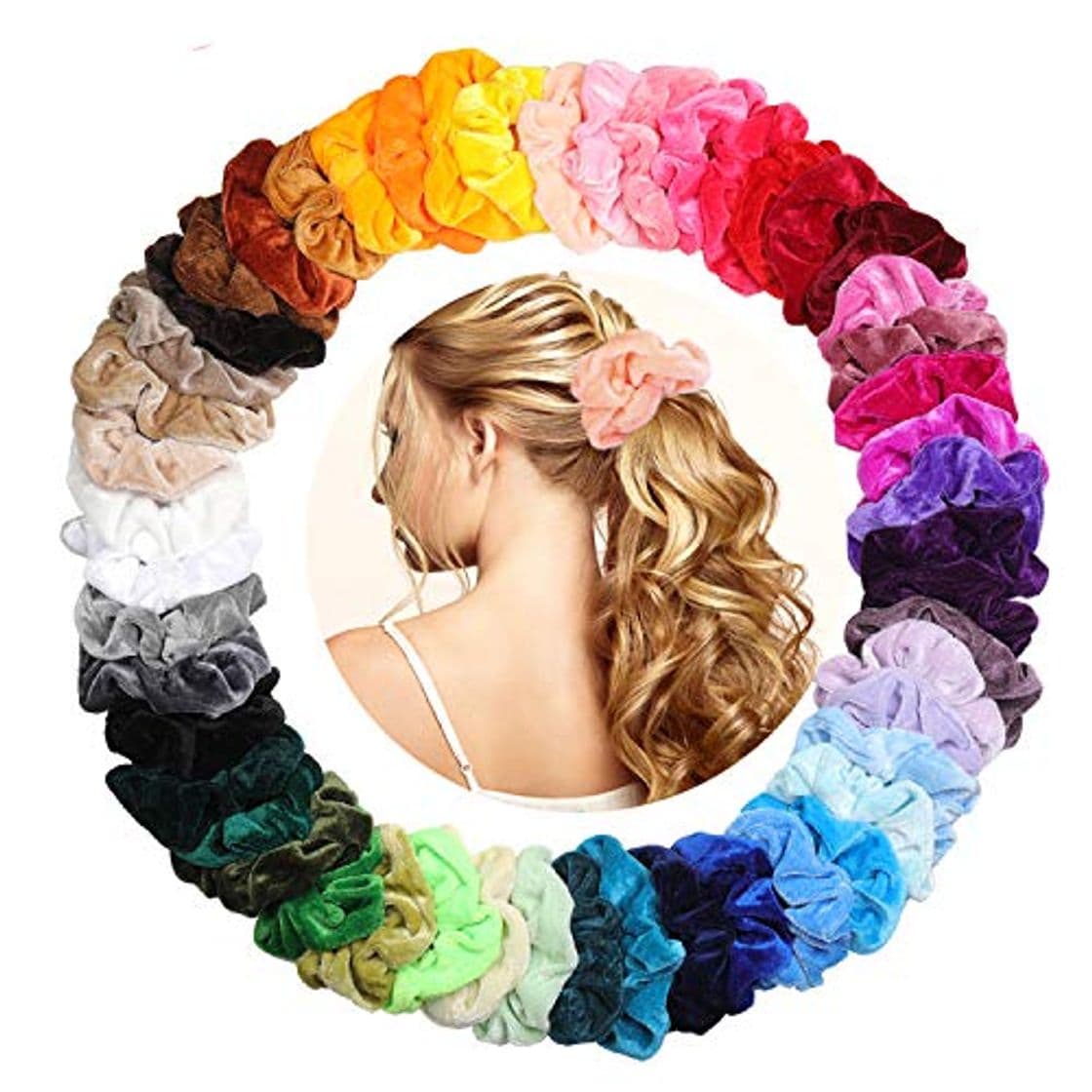 Moda KATELUO 50 Scrunchies Terciopelo